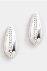 Silver Tone Tear Drop Diamante Earrings | Yours Clothing 3