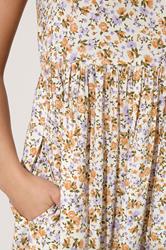 PixieGirl Petite Women's Lilac Purple Ditsy Floral Tiered Midi Dress | PixieGirl 5