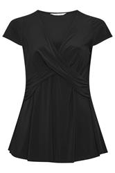 YOURS LONDON Curve Black Wrap Front Top