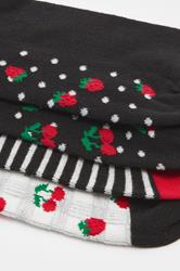 YOURSET 4 PACK Plus Size Black Berry Print Ankle Socks | Yours Clothing 4