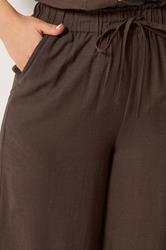 LTS Tall Women's Chocolate Brown Linen Wide Leg Trousers | Long Tall Sally 4