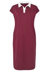 YOURS Curve Dark Red Jersey Collar Grown-On Sleeve Dress