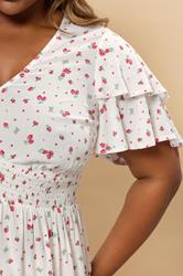 YOURS Plus Size White Strawberry Print Peplum Top | Yours Clothing 4