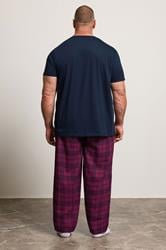 BadRhino Big & Tall Navy Blue Check Pyjama Set | BadRhino 1