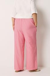 YOURS Plus Size Pink Stripe Trousers | Yours Clothing 4