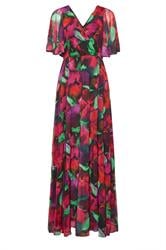 M&Co Purple Floral Print Mesh Maxi Wrap Dress
