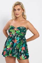 YOURS Plus Size Green Tropical Print Tankini Top | Yours Clothing 4