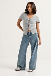 PixieGirl Petite Women's Grey Soft Touch Bow Front Top | PixieGirl 1