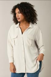 EVANS Plus Size Cream Utility Pocket Shirt | Evans 1