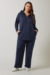 EVANS Plus Size Navy Blue Luxe Wide Leg Joggers | Evans 3
