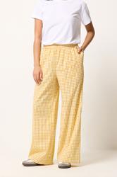 PixieGirl Petite Women's Yellow Gingham Wide Leg Trousers | PixieGirl 2
