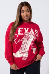 LIMITED COLLECTION Plus Size Red 'Texas Rodeo' Graphic Boot Sweatshirt | Yours Clothing 3