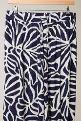 EVANS Plus Size Navy Blue Palm Border Print Trousers | Evans 9