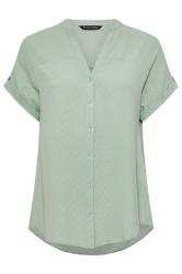 EVANS Curve Sage Green Short Sleeve Blouse