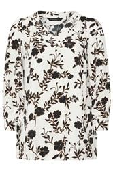 EVANS Curve White Floral Stitch Detail Blouse