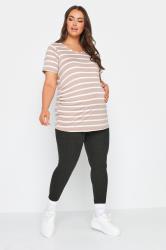 BUMP IT UP MATERNITY Plus Size Black Acid Wash Ribbed Leggings | Yours Clothing 1