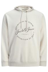 JACK & JONES Big & Tall Moonbeam White Logo Printed Hoodie