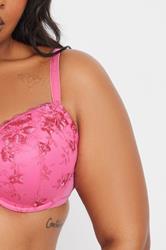YOURSET 2 PACK Plus Size Black & Pink Floral Lace Embroidered Padded Bras | Yours Clothing 7