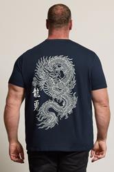BadRhino Big & Tall Navy Blue Japanese Graphic T-Shirt | BadRhino 2