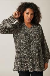 EVANS Plus Size Natural Brown Leopard Print Blouse | Evans 3