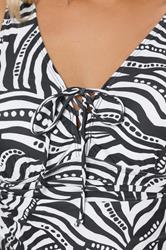 YOURS Plus Size Black & White Geometric Print Tankini Top | Yours Clothing 7