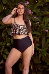 YOURS Plus Size Brown Leopard Print Frill Bikini Top | Yours Clothing 3