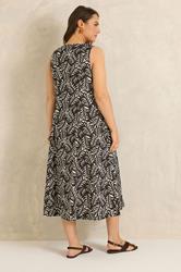 EVANS Plus Size Brown Linen Leaf Print Maxi Dress | Evans 4