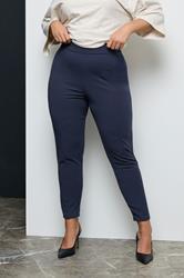 Plus Size Navy Blue Stretch Tapered Trousers | Yours Clothing 3