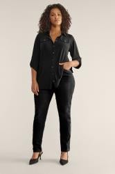 Evans Plus Size Black Tab Sleeve Blouse | Evans 2