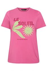 YOURS Curve Pink 'Le Soleil' Graphic Print T-Shirt