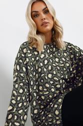 YOURS Plus Size Green Leopard Print Jumper | Yours Clothing 4