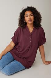 EVANS Plus Size Purple Woven Check Blouse | Evans  3