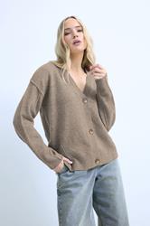 LTS Tall Brown Seam Detail Knitted Cardigan | Long Tall Sally 3
