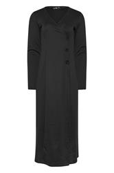LTS Tall Women's Black Button Wrap Midi Dress | Long Tall Sally 5