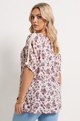 YOURS Plus Size Natural Brown Ditsy Floral Top | Yours Clothing 2