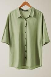 EVANS Curve Khaki Green Linen Shirt