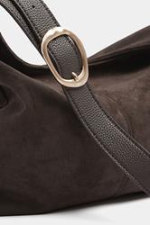 Chocolate Brown Brown Faux Suede Shoulder Bag | Yours Clothing 4
