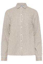 LTS Tall Women's Chocolate Brown & White Stripe Cotton Shirt | Long Tall Sally 6