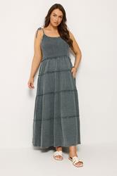 YOURS Plus Size Grey Cheesecloth Tiered Dress | Yours Clothing 3