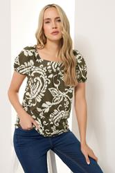 LTS Tall Green Paisley Square Neck Top | Long Tall Sally 3