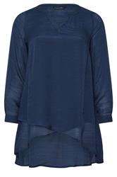 EVANS Curve Navy Blue Double Layer Blouse