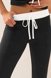 PixieGirl Petite Women's Black Contrast Waist Flared Trousers | PixieGirl 4