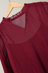EVANS Plus Size Burgundy Red Pleat Blouse | Evans 8