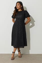 PixieGirl Petite Womens Black Sequin Tie Back Midi Dress | PixieGirl 2