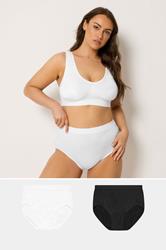 YOURSET Plus Size 2 PACK Black & White Seamless Light Control Full Briefs | Yours Clothing  1
