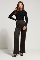 LTS Tall Black Military Button Detail Trousers | Long Tall Sally 3