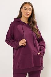 YOURS Plus Size Burgundy Red Pocket Front Hoodie | Yours Clothing 3