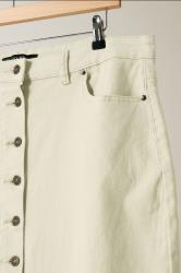 EVANS Plus Size Cream Button Through Denim Maxi Skirt | Evans 7