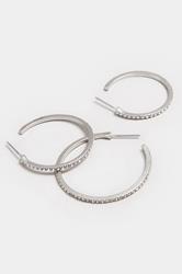 YOURSET 3 PACK Silver Tone Diamante Hoop Earrings Set | Yours Clothing 4