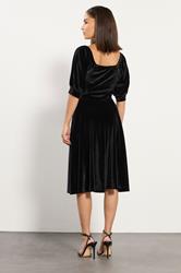PixieGirl Petite Women's Black Square Neck Velvet Dress | PixieGirl 2